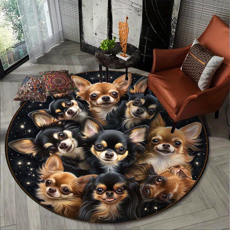 Commercial Printing House - Tapete Redondo Estampado com Chihuahua de
