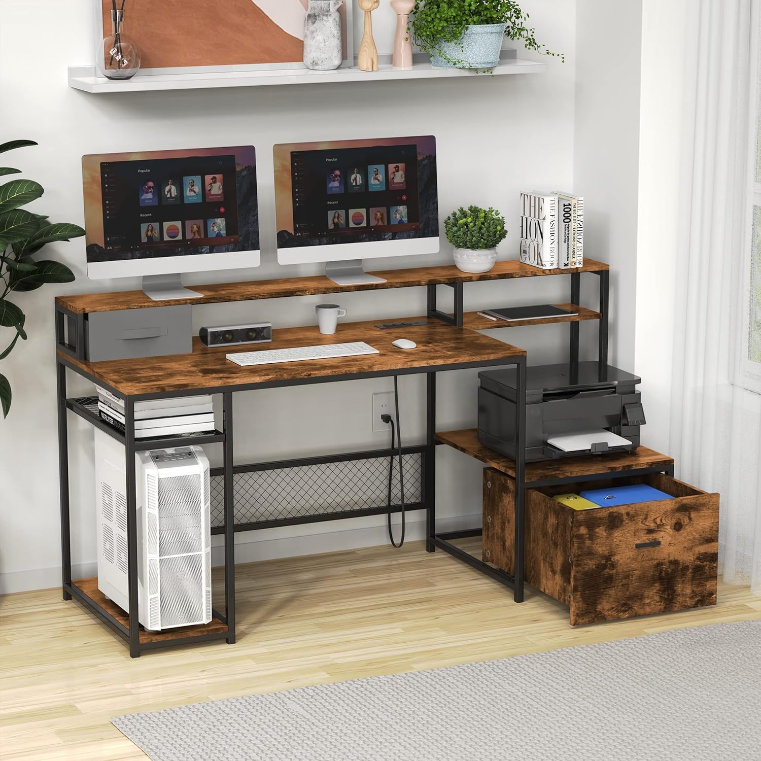 Commercial Printer - Mesa de Computador Moderna com Estação