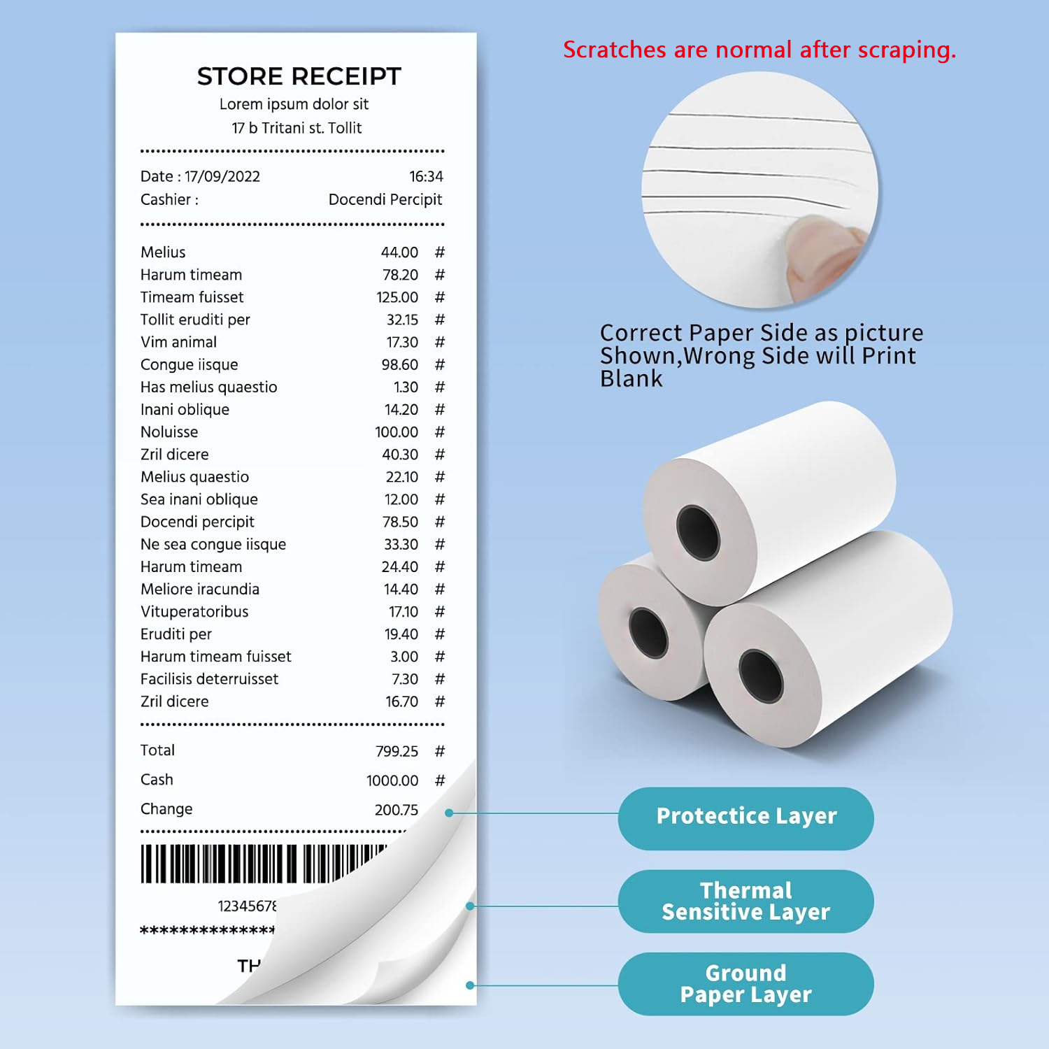 Papel térmico para recibos de  - Commercial Printer avaliação e preço
