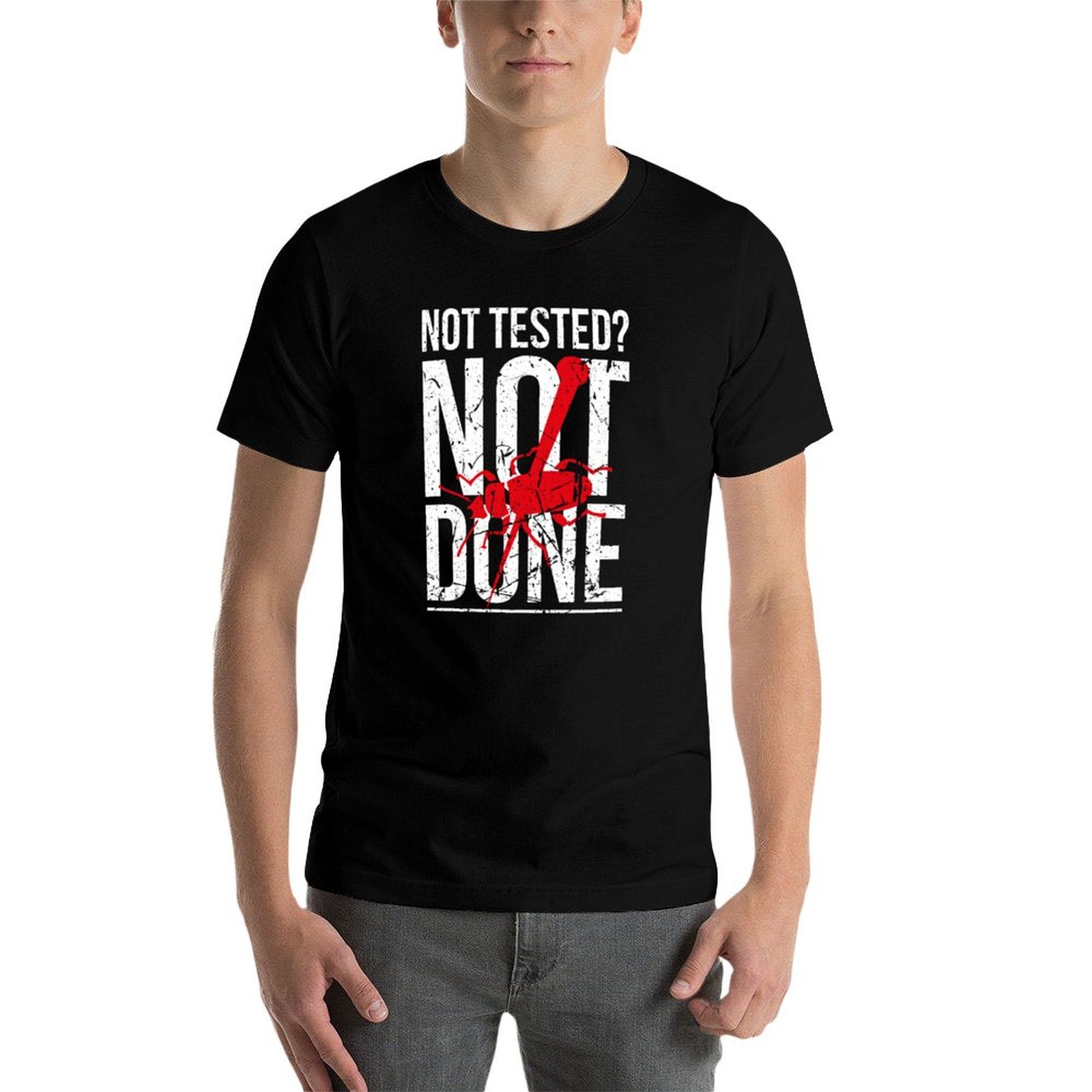 Não Testado? Camiseta de manga - Printing Qc avaliação e preço